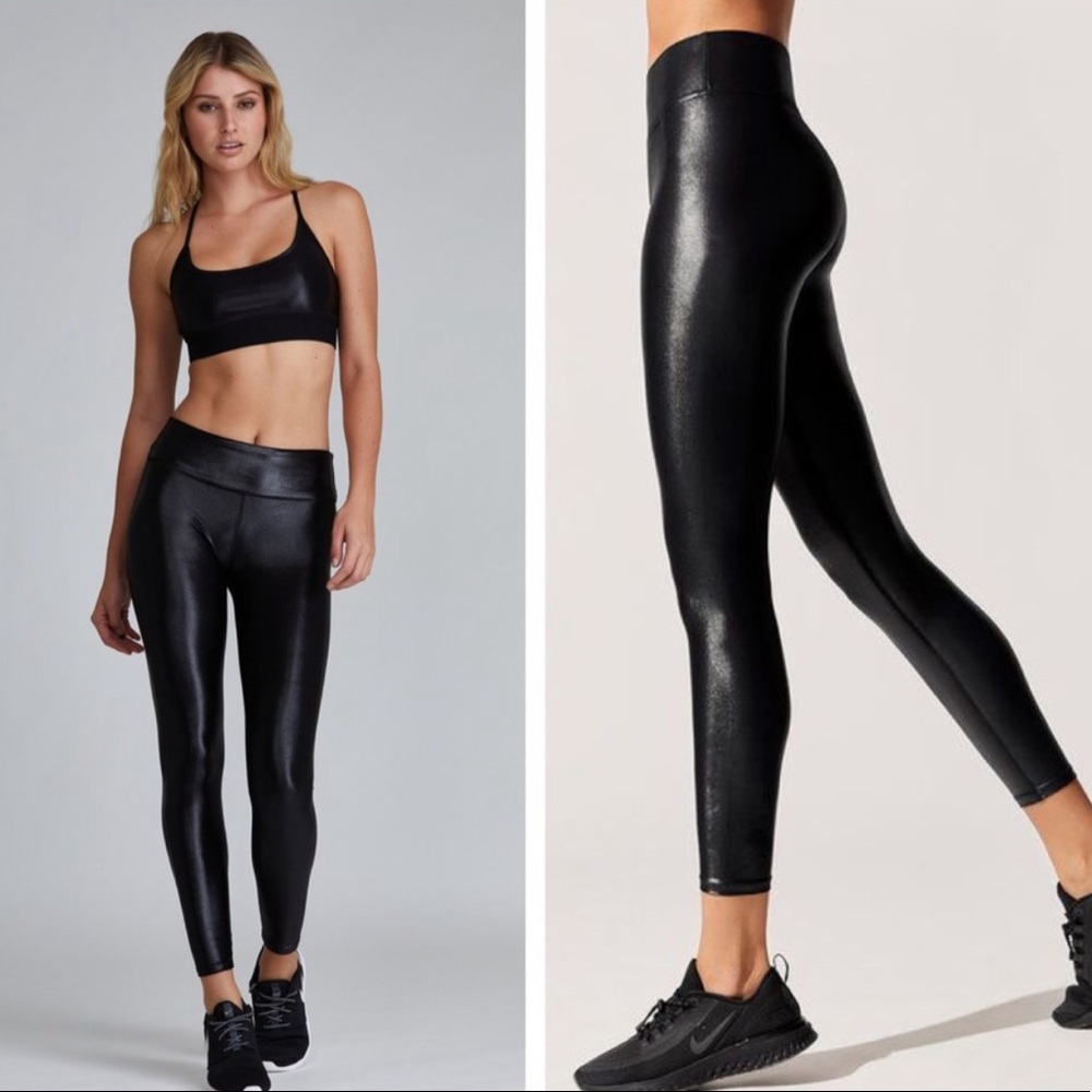 Noli black liquid faux leather shiny leggings